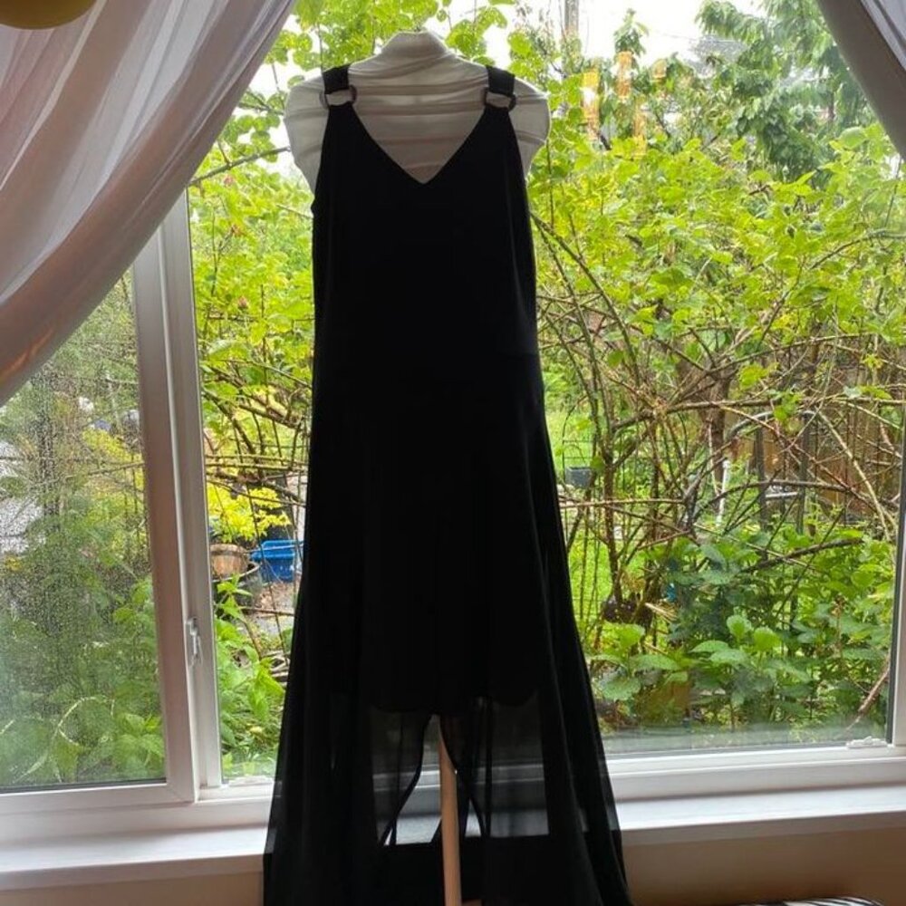 Picadilly Fashion Black Maxi Dress with Sheer Overlay